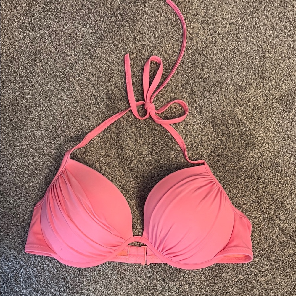 Pink Halter Push Up Bikini Top